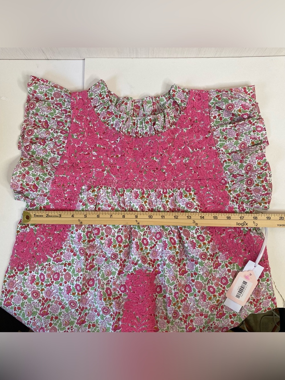 J.Marie Women’s Meagan Ruffle Neck Top Embroidered Lined Shades Of Pink Small - Picture 8 of 9